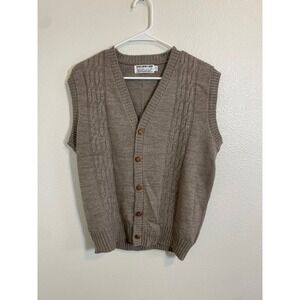 VTG '98 Men Large Bobs Shop Knotts Berry Farm Cable Knit Vest Eclectic Grandpa